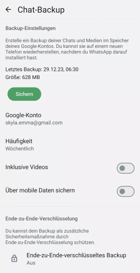 WhatsApp-Bilder auf Google Drive sichern