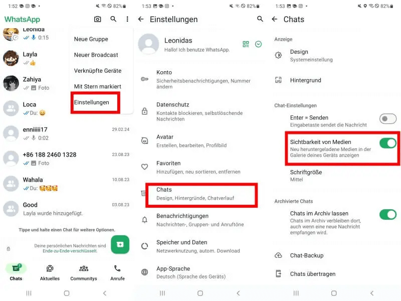 WhatsApp-Bilder bei Android automatisch speichern