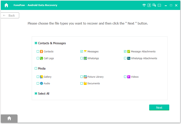 Choose File Types to be Recovered