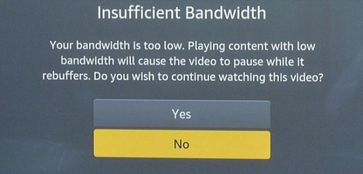 Amazon 비디오 대역폭 부족 메시지