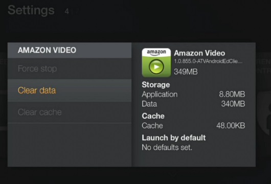 Clear Data for Amazon Video on TV