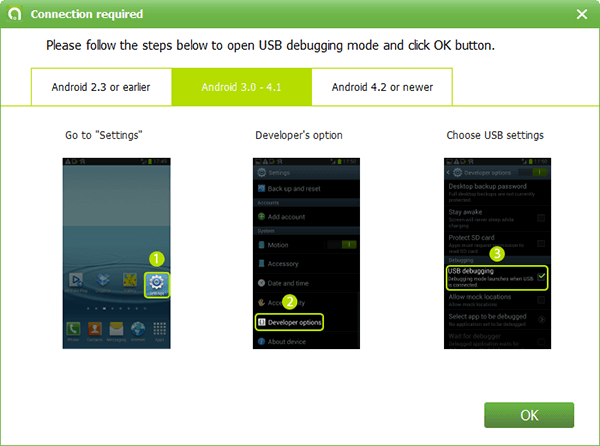 Android 4.0-4.1 Enable USB Debugging