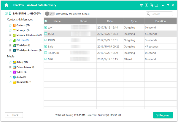 Recover Call Logs from Sony Mobile Phone