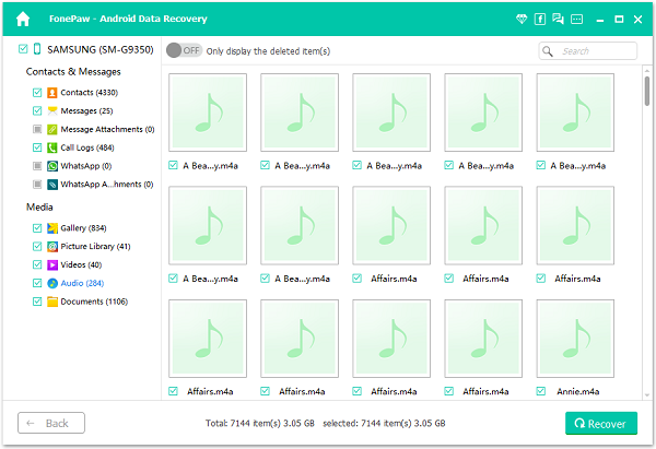 Select Data Types to Scan