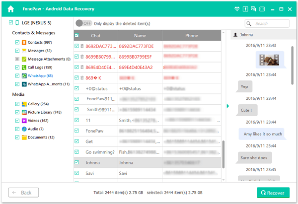 Retrieve Deleted WhatsApp Messages from Samsung Galaxy