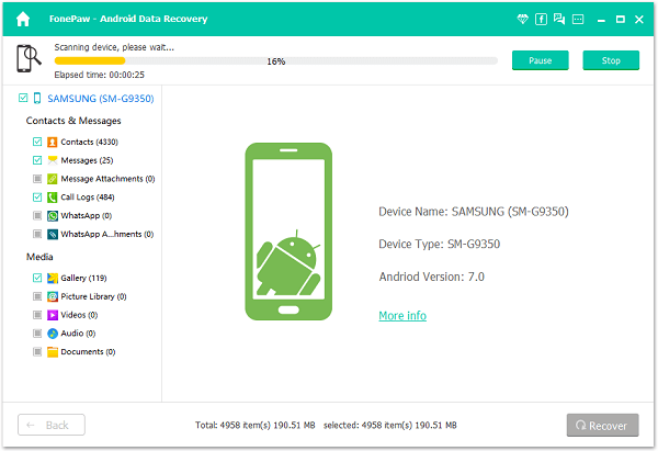 Scanning Data from Android Phone