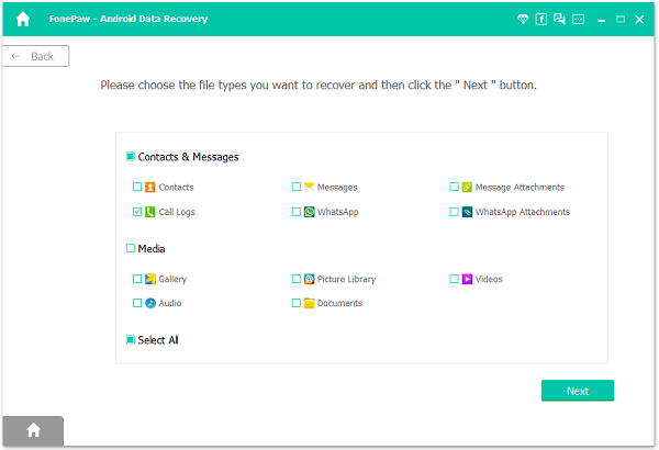 Choose File Types to Scan