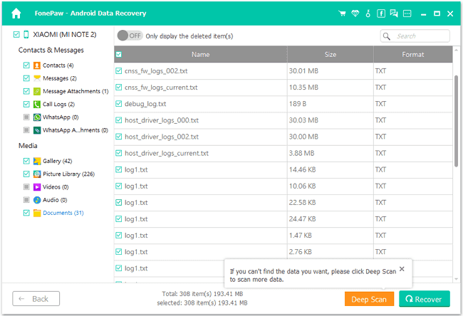 View Files After Standard Scan