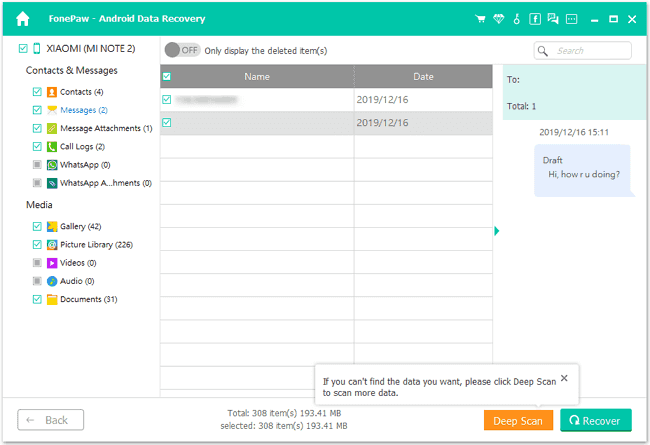 Deep Scan Deleted WhatsApp Data