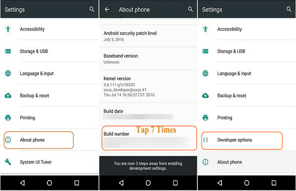 Connect Android and Enable USB Debugging