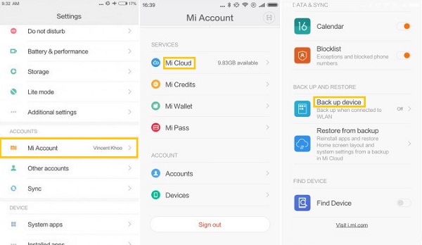 Back up Xiaomi to Cloud