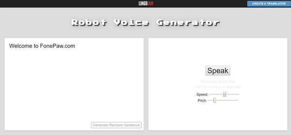 Lingojam Robot Voice Generator