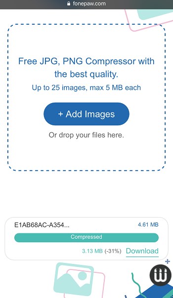 FonePaw Online Photo Compressor on Mobile Phone