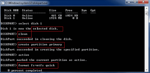 Create Partition NTFS