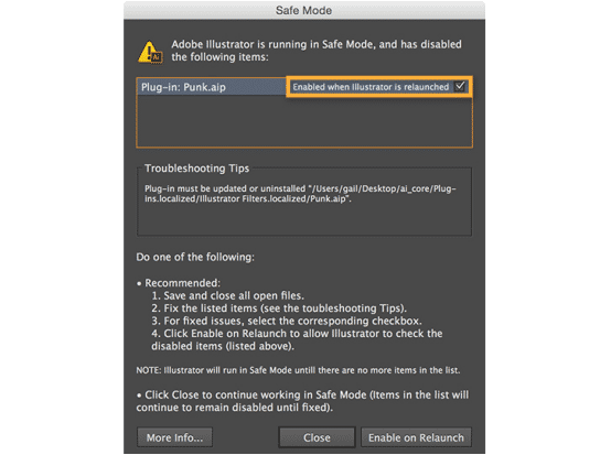 Illustrator Safe Mode