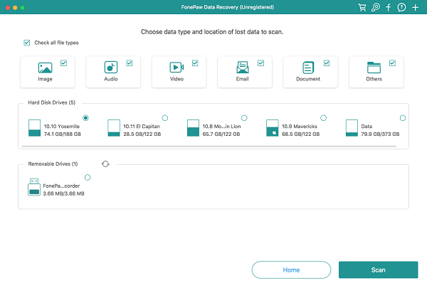 Scegli File eliminati