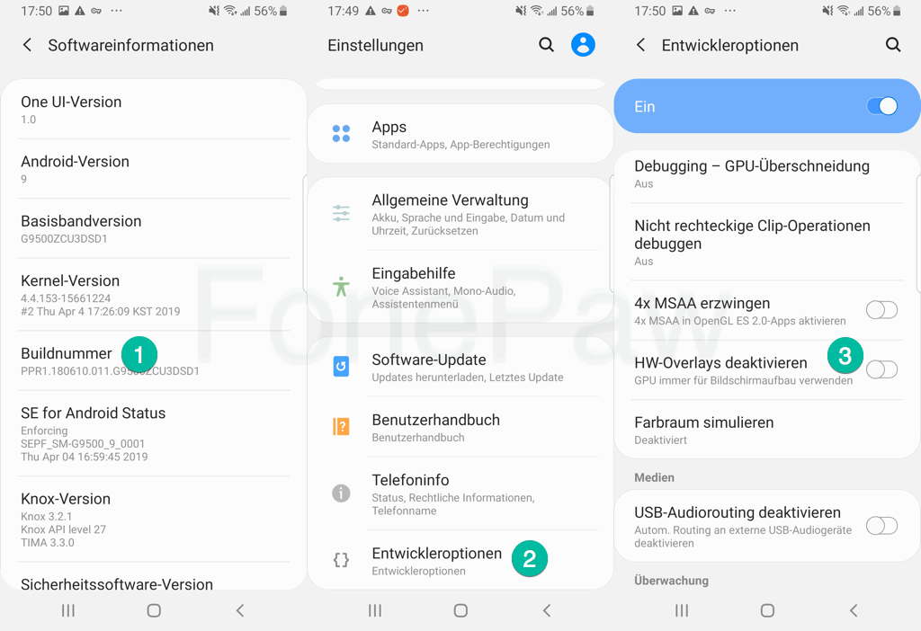 Samsung HW-Overlays deaktivieren