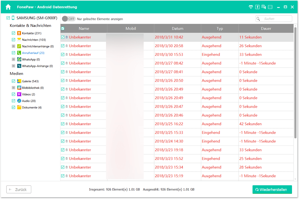 Gelöschte Anrufliste wiederherstellen Android