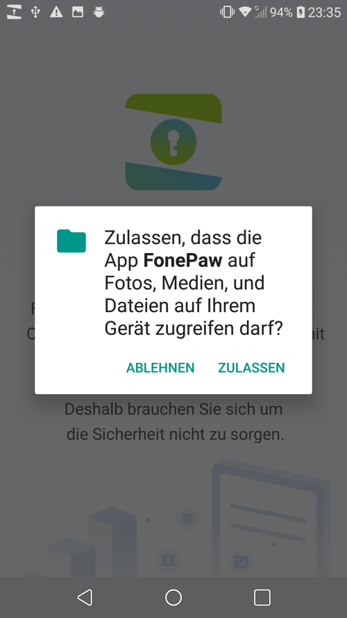 Datenzugriff von FonePaw-App zulassen