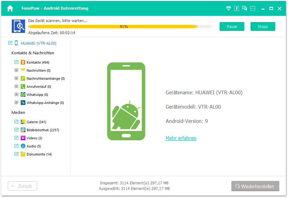 Android Handy Datenscan