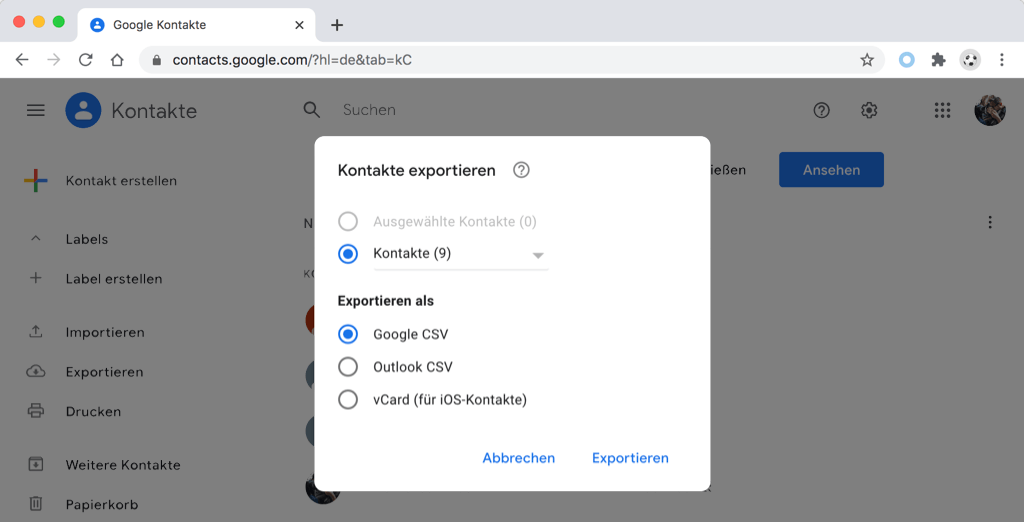 Gmail Kontakte wiederherstellen