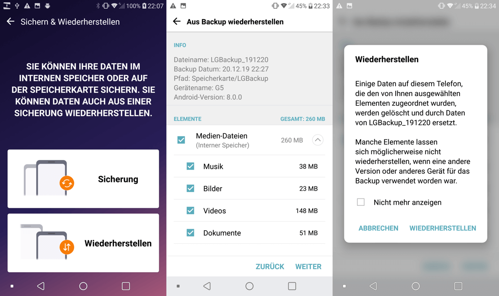 LG Bilder wiederherstellen aus Backup