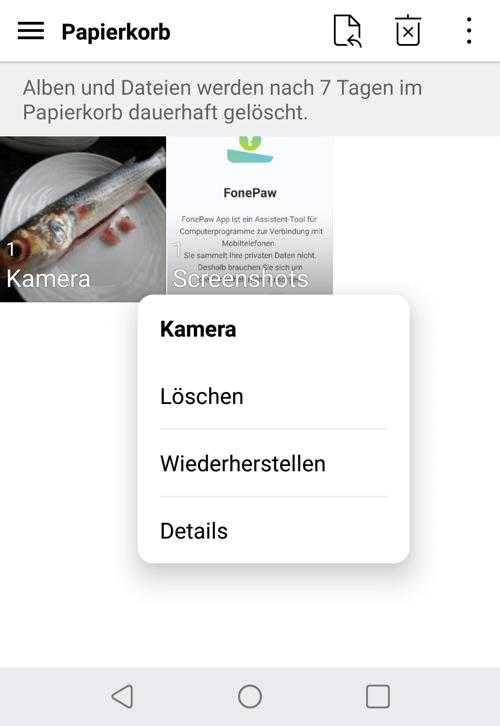 LG Bilder wiederherstellen aus Papierkorb