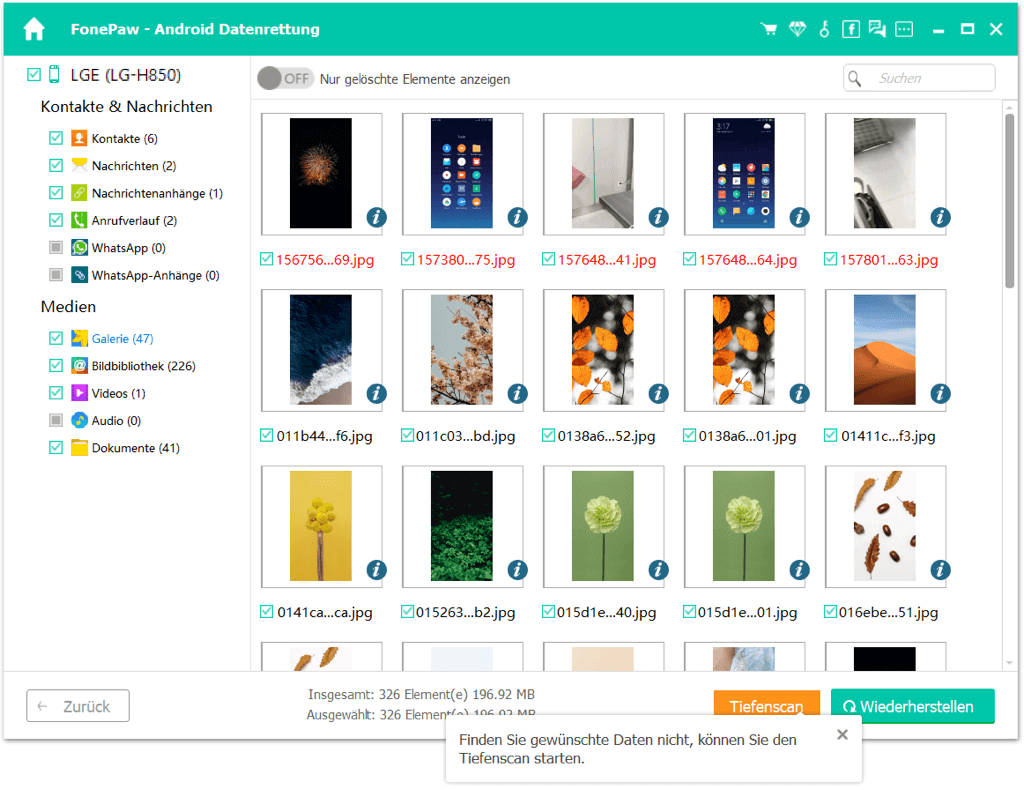 LG Handy gelöschte Bilder wiederherstellen