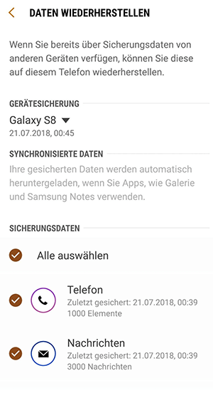 Daten wiederherstellen von Samsung mit Samsung Cloud