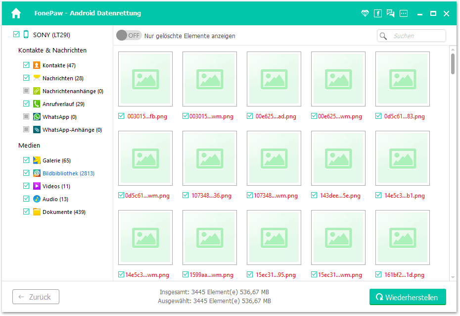 Gelöschte Bilder wiederherstellen von Sony Z5