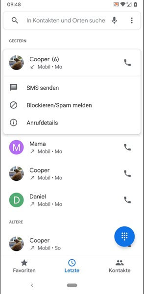 Anrufverlauf anzeigen Android