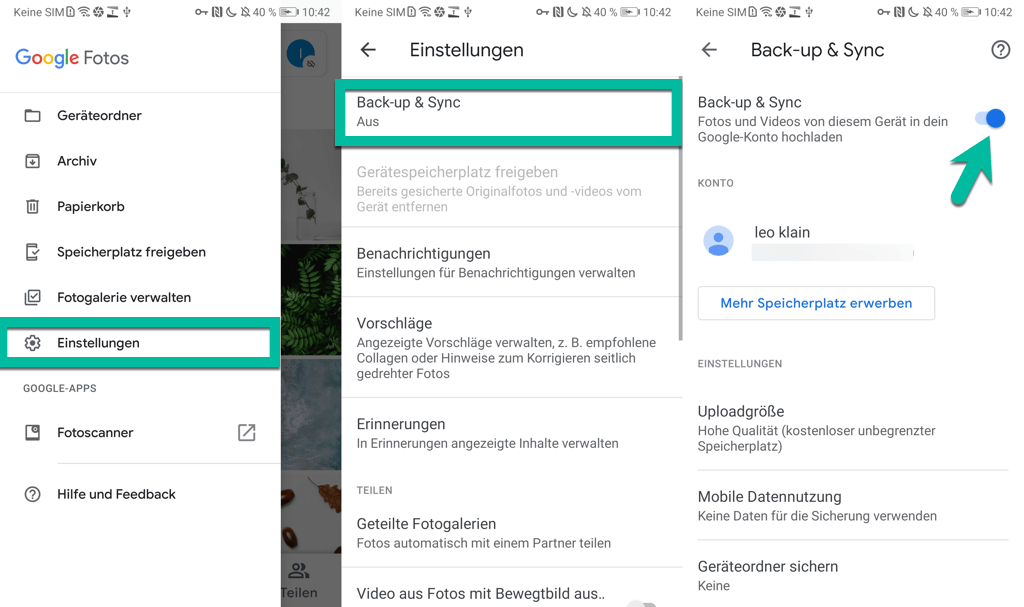 Google Fotos Sichern und synchronisieren