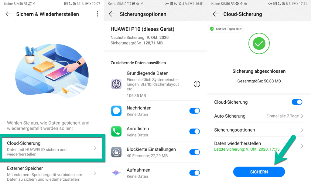 Android SMS sichern über Cloud