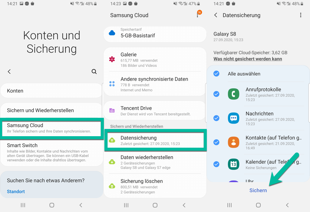 Samsung Cloud Datensicherung
