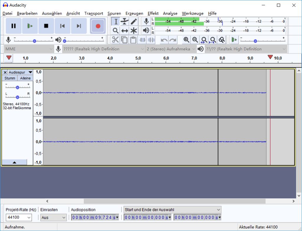 Audio-Aufnahme starten Audacity