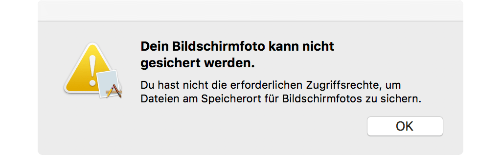 Mac Bildschirmfoto kann nicht gesichert werden