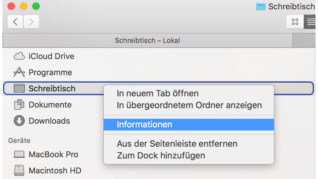 Mac Ordner Informationen