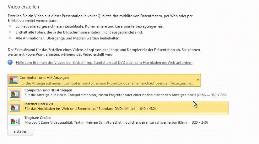 PowerPoint in Video umwandeln 2010