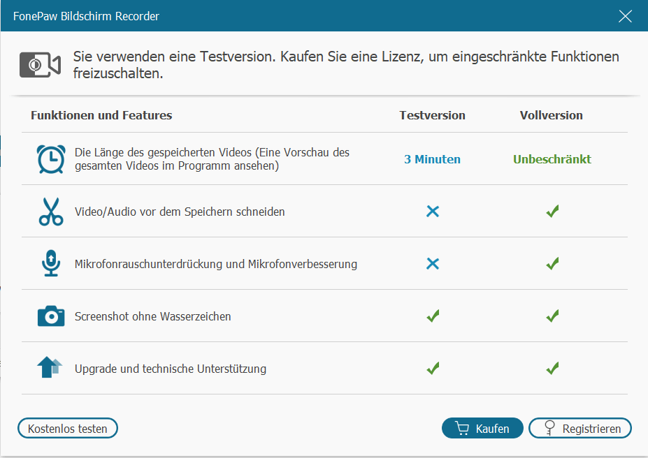 Testversion vs Vollversion