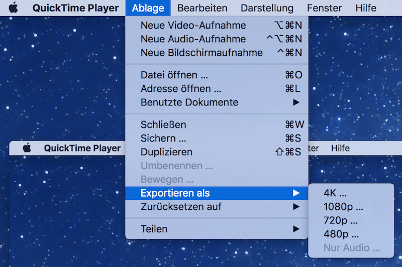 QuickTime-Video exportieren als