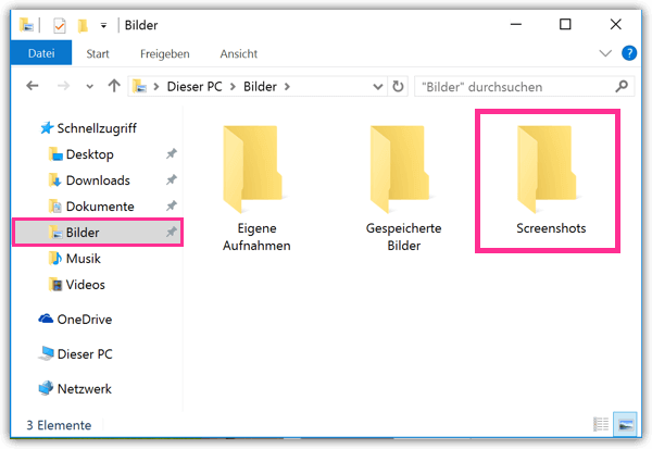 Tastenkombinationen für Screenshot auf Windows