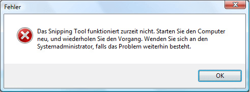 Das Snipping Tool funktioniert zurzeit nicht