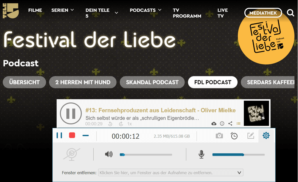 Tele5-Podcast aufnehmen
