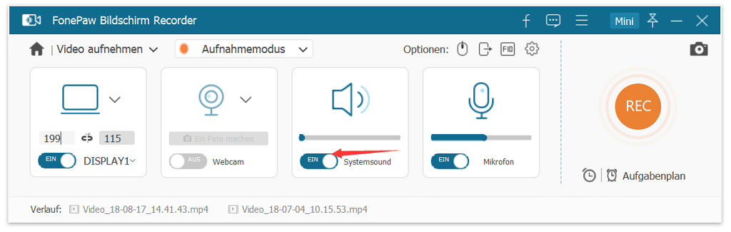 Auswählen, um Audio aufzunehmen