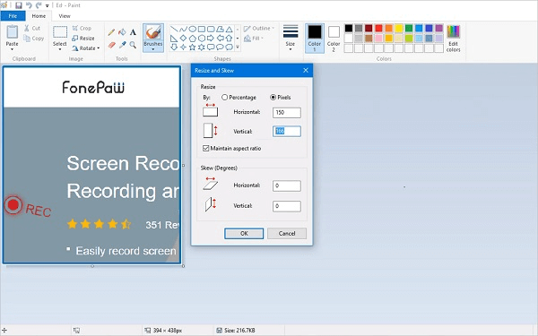 Bildgröße ändern in Paint