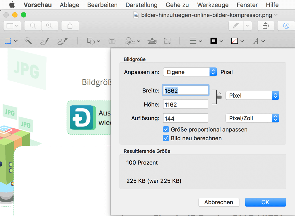 Bildgröße ändern Mac
