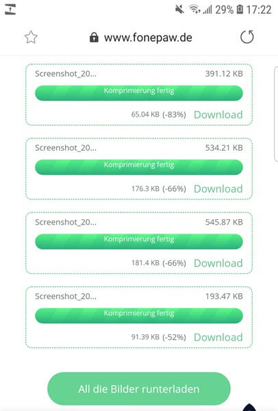 Bilder auf Smartphone nach Komprimierung herunterladen online Bilder Kompressor