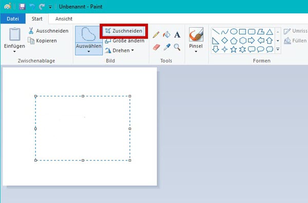Bilder zuschneiden Windows Paint