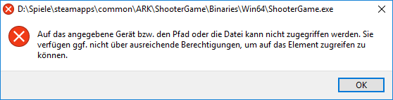 Auf das angegebene Gerät bzw. den Pfad oder die Datei kann nicht zugegriffen werden