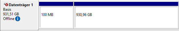 Datenträger Offline angezeigt